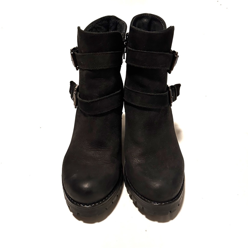 Bata Italian Design Block Heel Buckle Boots - Picture 2 of 8